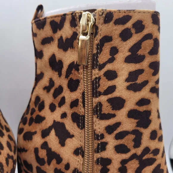 New Tan Leopard Print Olyvia Block Heel Zip Ankle Bootie Sz 7 - Picture 11 of 14